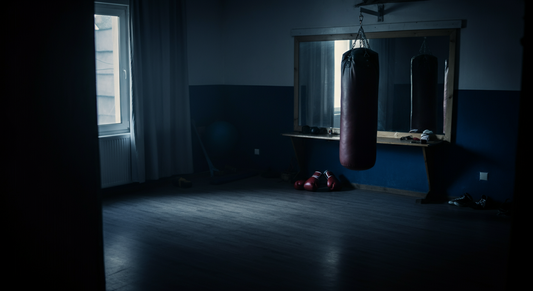 Home Boxing Gym with a mirror, heavy bag and boxing gloves