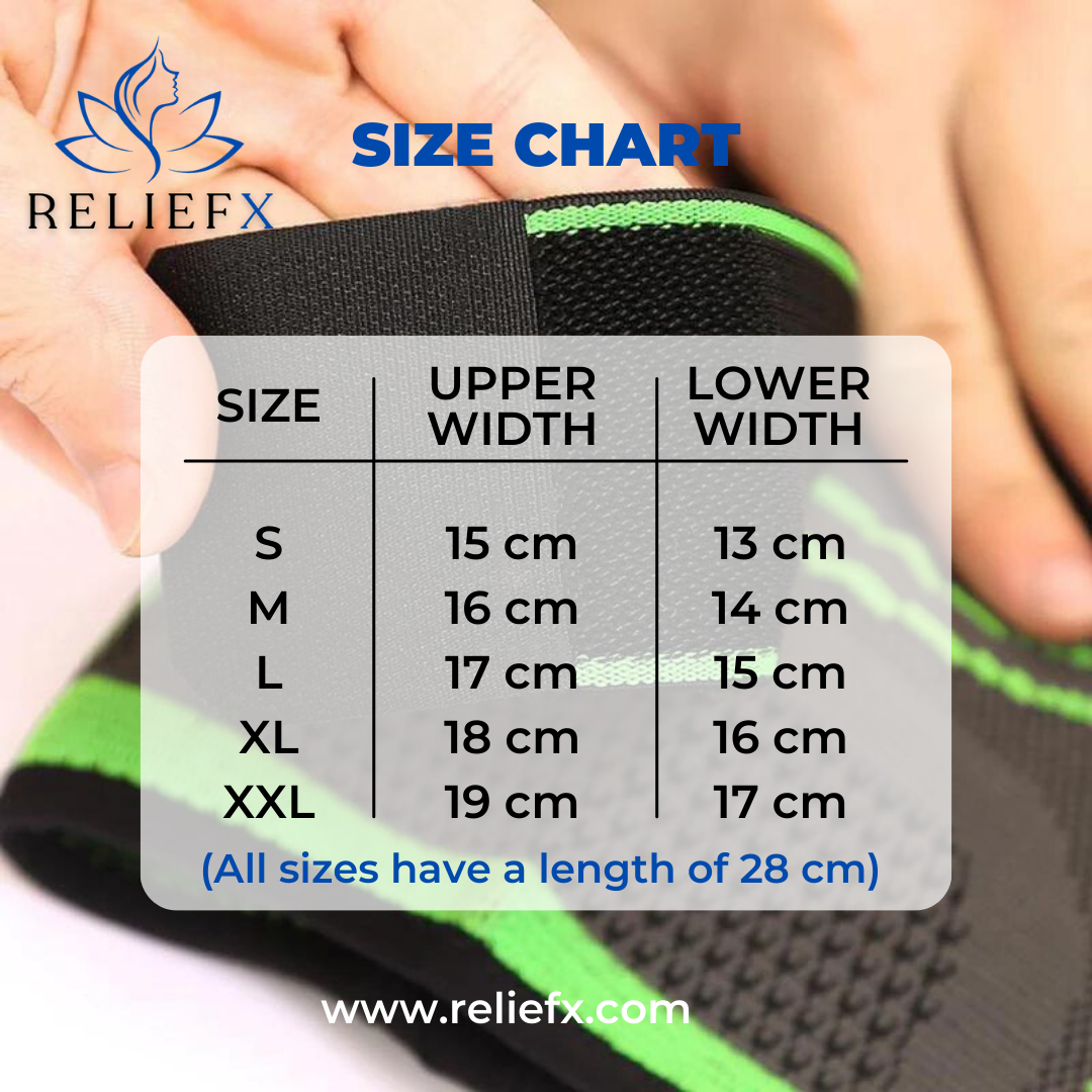 FlexCare Knee Harmony Sleeve Green ReliefX Size Chart Compression Sock