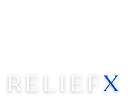 Relief X Logo White and Blue with transparent background